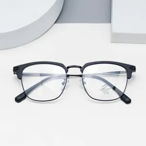 Stylish half-frame anti-blue light glasses for daily wear, clear vision protection.