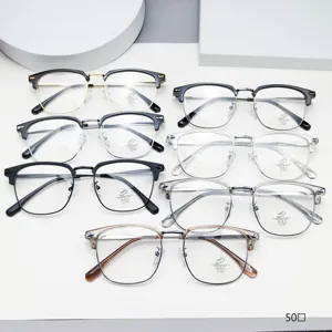 Anti-Blue Light Metal Optical Glasses Frame Unisex Fashion Prescription Eyewear Retro Clear Lens Spectacles