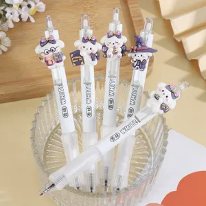 Cute cartoon rabbit gel pens with purple pendant, scented black ink pressing pens.