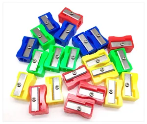 Set de sacapuntas de plástico de colores, mini papelería escolar rectangular útil.