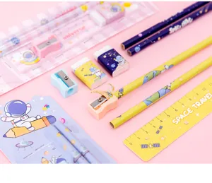 Astronaut Stationery Set Kids Gift School Supplies Pencil Sharpener Ruler Eraser Cute Design