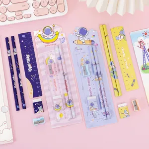 Astronaut stationery set for kids, cute space travel pencils rulers erasers school supplies.