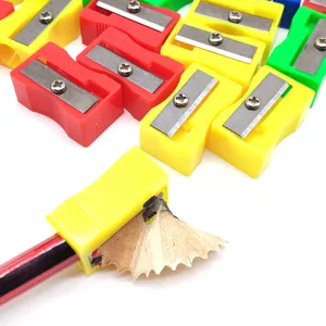 Sacapuntas rectangular de plástico colorido mini herramienta de papelería escolar
