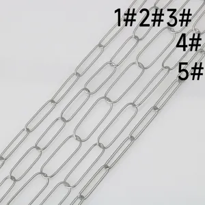 Stainless steel oval cross chain detail view, durable DIY jewelry making accessories.
