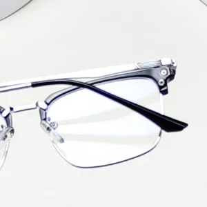 Hommes carré anti lumière bleue monture lunettes léger métal optique élégant visage.