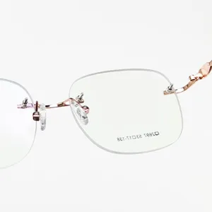 Commercio all'ingrosso di nuove montature per occhiali in titanio leggere senza bordo unisex