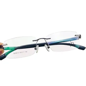 Occhiali da vista uomo rimless montatura metallo leggera lenti trasparenti business