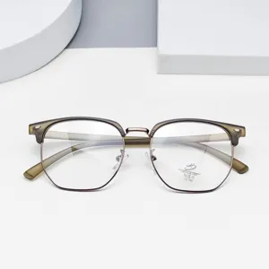Designer Blue Light Blocking Glasses Polygonal Half Frame Optical Eyewear For Men Women