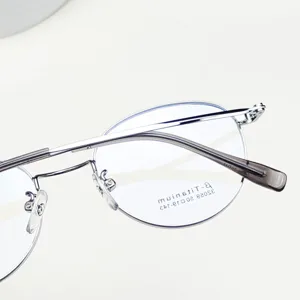Classic round titanium eyeglass frame, lightweight optical glasses for daily wear and clear vision.