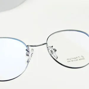 Classic round titanium eyeglasses frame, lightweight thin metal optical glasses for small face.