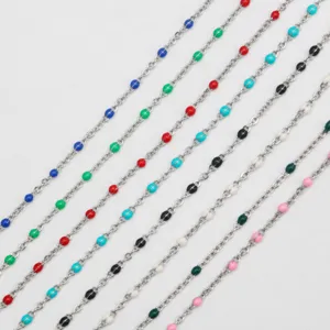 Cadena Satélite de Acero Inoxidable DIY Con Cuentas de Colores para Creación de Joyas Collar Pulsera Cadena de Gafas