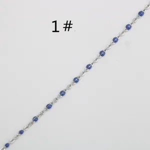 Cadena de satélite de esmalte azul de acero inoxidable componente de collar pulsera de bricolaje