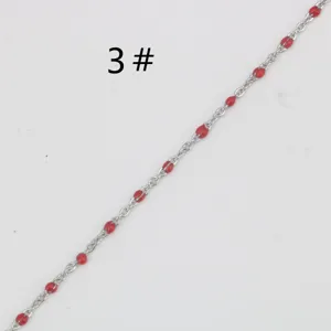 Cadena de acero inoxidable DIY esmaltada con cuentas rojas para collar pulsera