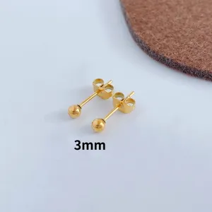 Μινιμαλιστικά χρυσά σκουλαρίκια μπάλα 3mm, εξαιρετικά κομψά μικρά γεωμετρικά κοσμήματα.