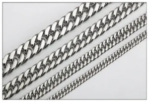 Chaine gourmette en acier inoxydable acier titane collier mode chaine metal polyvalente