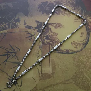 Vintage Edelstahl Quadratische Perle Box Kette Halskette Für Männer Frauen Ethnischen Stil Ersatzkette Für Buddha Anhänger Schmuck Geschenk