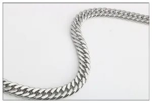 Collier chaîne gourmette en acier inoxydable argenté, chaîne de cou tendance pour pendentifs.