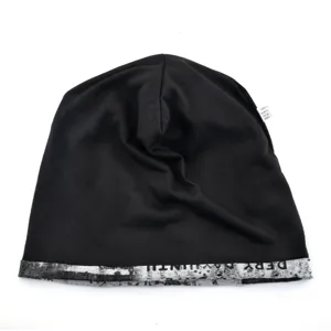 Bonnet slouchy femme chapeau décontracté bord imprimé pull-on fin noir élégant chic