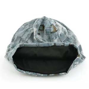 Bonnet destroy vintage américain pour hommes et femmes, bonnet tricoté élégant détail.