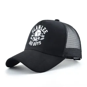 Rue Américaine Vintage Crâne Imprimé Trucker Hat Unisex Respirant Maille Casquette de Baseball Hip Hop Snapback Hat
