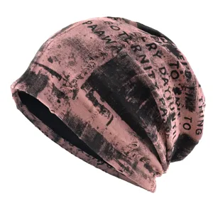 Femme rose noir bonnet slouchy élégant imprimé casquette pull streetwear couvre-chef mode