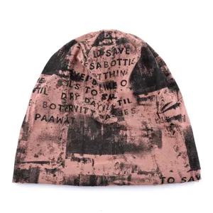Femme bonnet imprimé fin casquette slouchy lettres hip hop style de rue turban mode