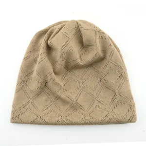 Printemps Ete Bonnet Tricot Respirant Maille Slouch Chapeau Couleurs Unies Losange