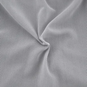 Close-up detail of lightweight grey breathable mesh fabric for summer outdoor sports caps.