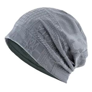 Bonnet Beanie en Tricot Léger et Respirant pour Hommes Été Slouchy Skull Cap Casual Couvre-Chef d'Extérieur Avec Motif de Lettres