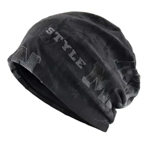 Bonnet Beanie Tricoté Usé Vintage Américain Unisexe Décontracté Slouchy Skull Cap Hip Hop Streetwear