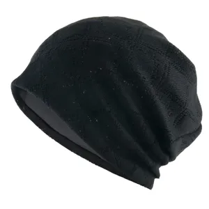 Bonnet Beanie en Tricot Mesh Respirant Pour Femmes Printemps Été Couleur Unie Motif Losanges Ajourés Léger Slouchy