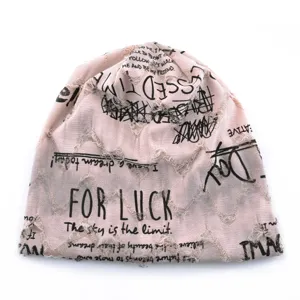 Bonnet ample en tricot décontracté pour hommes et femmes, chapeau de mode imprimé lettres.