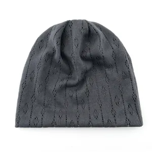 Hollow knitted breathable slouchy beanie hat for spring summer lightweight windproof cap.