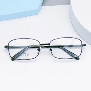 Detailed view of men's metal prescription glasses frame with alloy electroplating.