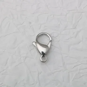 Cierre de mosqueton de acero inoxidable accesorio de joyeria DIY conector plateado para collar.