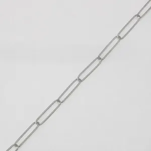 Stainless steel paperclip chain detail, 5.1mm width, 1.0mm wire for DIY jewelry making.