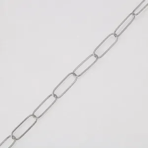 Stainless steel paperclip chain link 7mm width detail view for DIY jewelry making accessories.