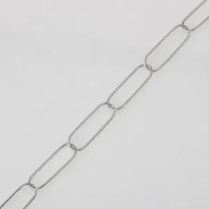 Stainless steel paperclip chain 8.9mm wide, durable DIY jewelry making accessory detail.