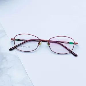 Women metal full frame eyeglasses red optical frame clear lens glasses lightweight