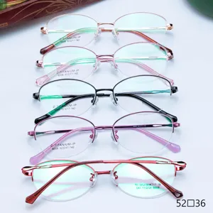 Damen Gedächtnis Titan Optisches Brillengestell Kleine Ovale Halbrand Myopie Brille