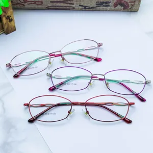Women's Business Optical Glasses Frame Metal Full Frame Oval Eyewear Clear Lens Fashion Retro Spectacle Frame