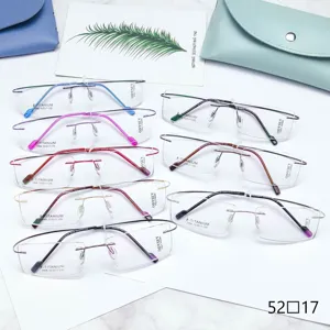 Minimalist Beta Titanium Rimless Eyeglass Frames Square Optical Glasses For Men And Women Lightweight Big Face Glasses