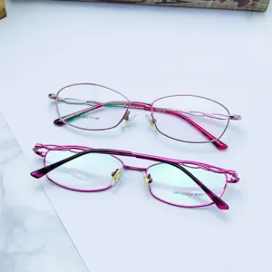 Women's metal full rim optical eyeglass frames stylish pink prescription glasses frames.