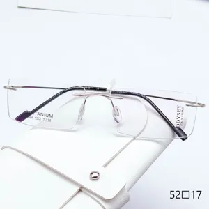 Lightweight rimless titanium eyeglasses frame square optical glasses for daily wear 52mm