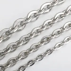 Catena O-Chain Appiattita in Acciaio Inossidabile Catena a Croce per Creazione Gioielli Fai da Te Collana Borsa Accessori Catena a Maglie in Metallo Lucido