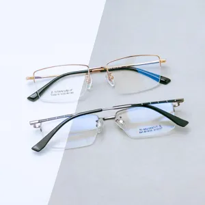 Montures de lunettes optiques semi-cerclées en titane pour hommes style affaires 1 pc