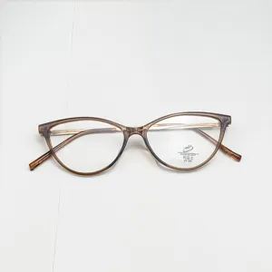 Cat eye blue light blocking glasses frame with metal temples stylish lightweight eyewear for daily wear