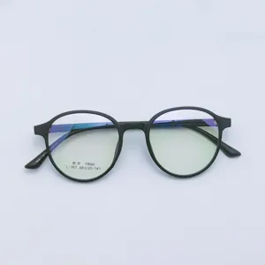 Details of the small round TR90 optical glasses frame, lightweight and durable design.