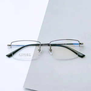 Lunettes de vue homme demi cerclage metal monture titane beta optique monture mode