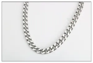 Collier chaîne gourmette en acier inoxydable, chaîne à maillons argentés pour hommes et femmes.